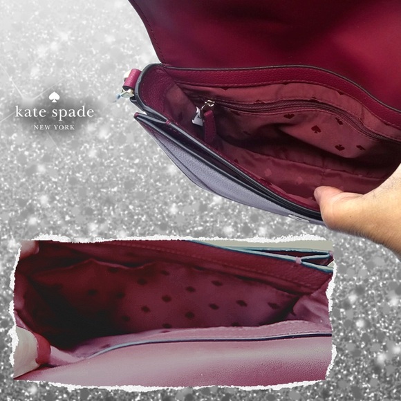 kate spade Blake Pebbled Leather Saddlebag Cranberry NO CALLOUTS - Picture 8 of 15